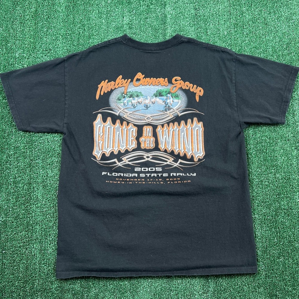 VTG Harley‎ Owners Group State Rallies Florida 2005 T-Shirt Mens Large Black Y2K